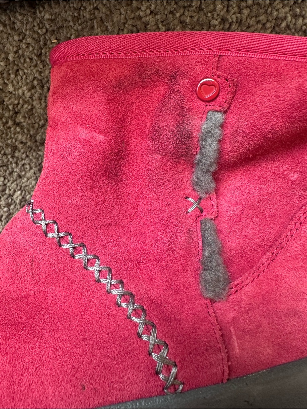 UGG Women’s Red Suede Ankle Boots- 5 - Picture 8 of 8